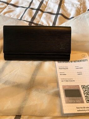 Louis Vuitton Black Epi Leather Long Fold Wallet